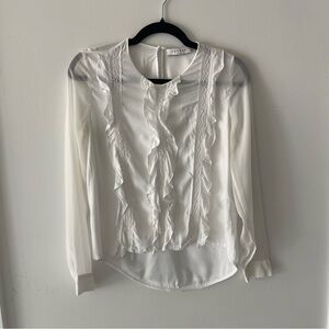 Sandro Paris Ivory White Ruffle Long Sleeve Blouse Size Women’s XS